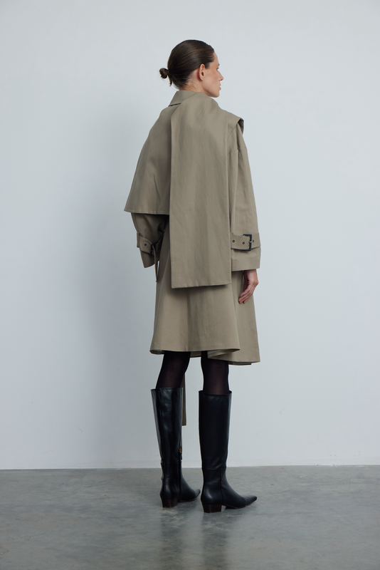 BELTED DUAL SHORT TRENCH COAT