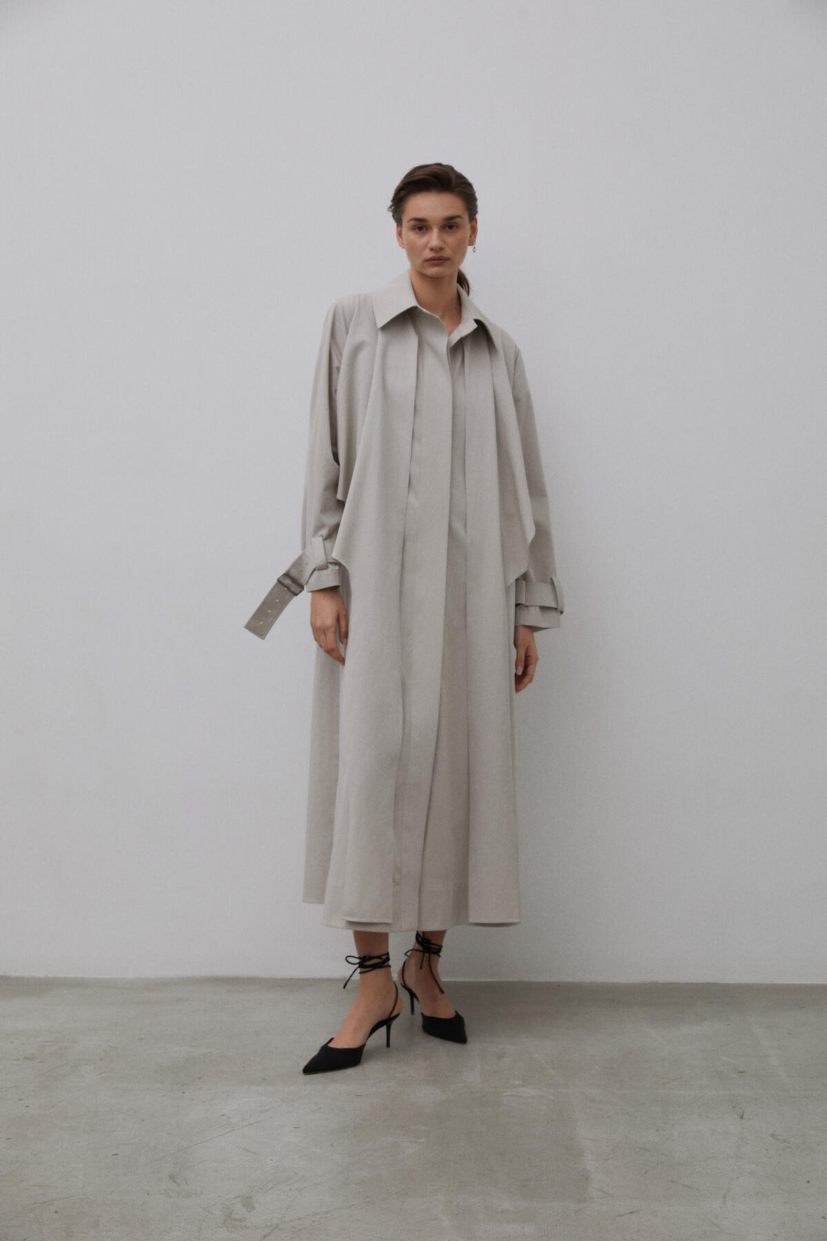  FRONT CAPE LONG TRENCH COAT